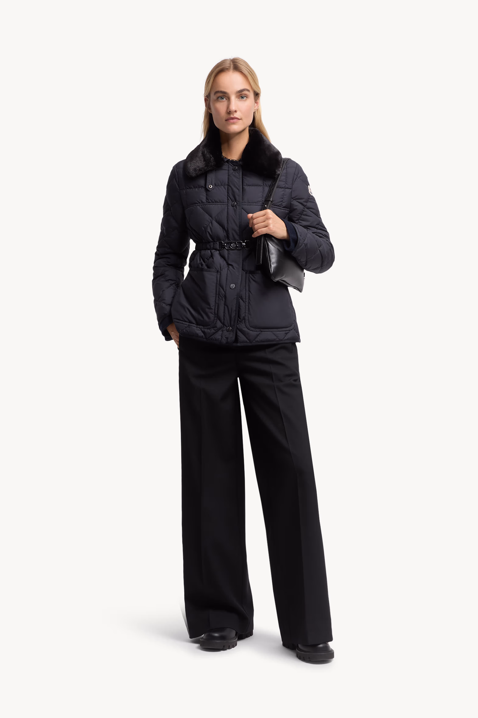 Doudoune courte Cygne en finitions synthétiques Femmes Bleu marine Moncler 0